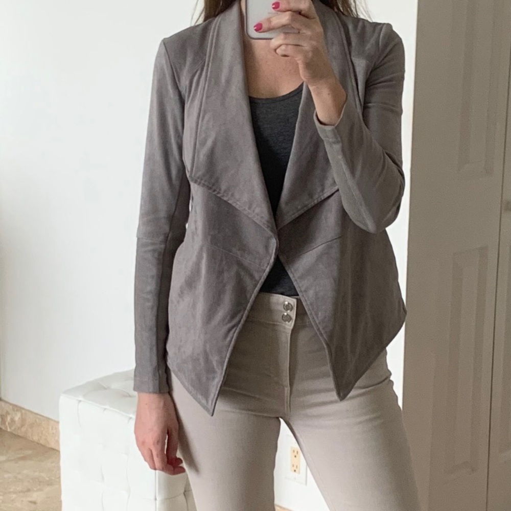 BB Dakota Wade Faux Suede Jacket in Stone Grey